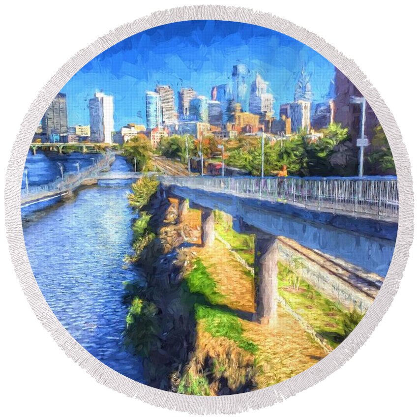 Philadelphia Round Beach Towel featuring the photograph South Street Walk by Alice Gipson