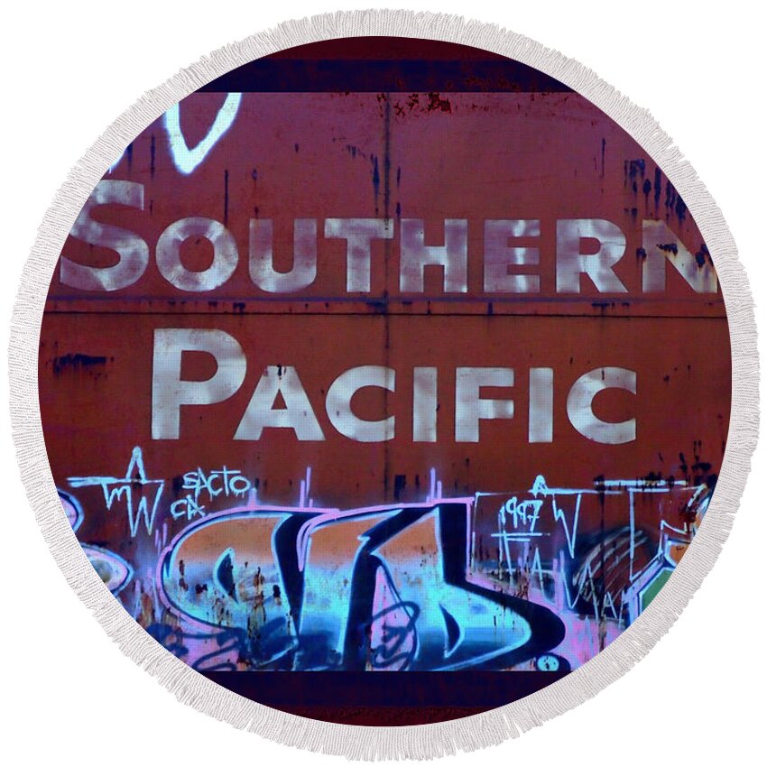 Tag Art Round Beach Towel featuring the photograph Southern Pacific by Donna Blackhall