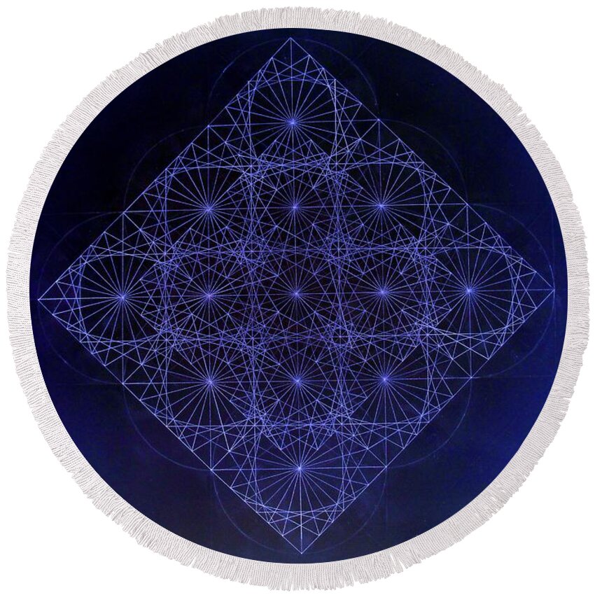 Fractal Round Beach Towel featuring the drawing Space Time Sine Cosine and Tangent Waves by Jason Padgett