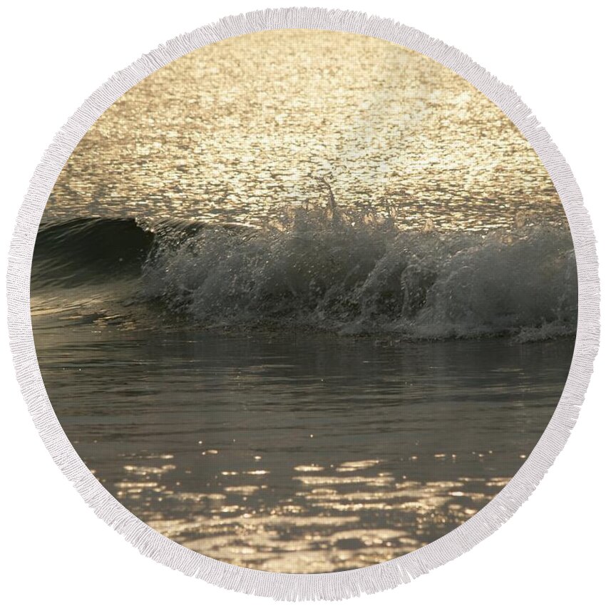 Sunrise Round Beach Towel featuring the photograph Sparkling Sea in Hunting Island Dawn by Anna Lisa Yoder