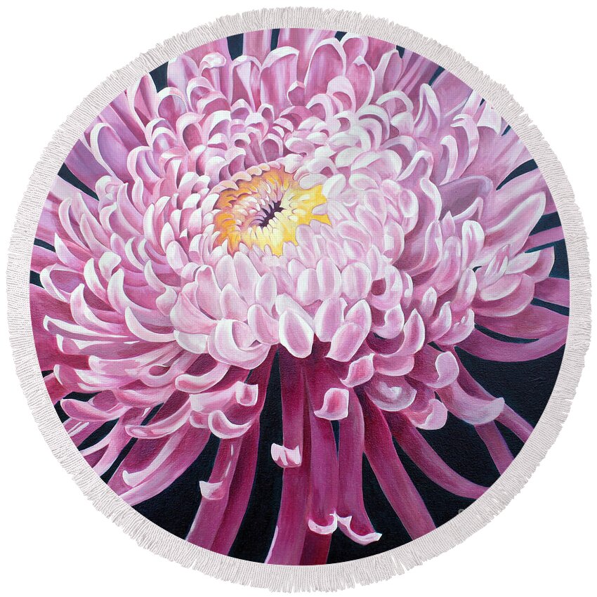 Nature Round Beach Towel featuring the painting Spider Mum by Debbie Hart
