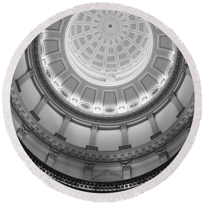 Black And White Round Beach Towel featuring the photograph Spiral Dome by Jenny Hudson