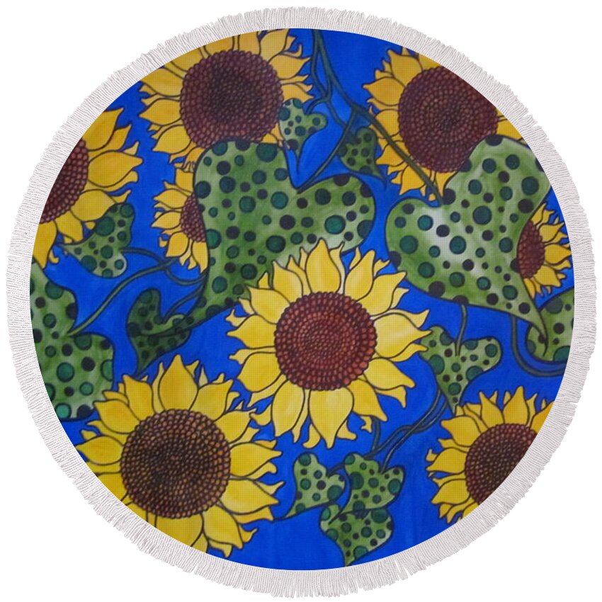 Painting Round Beach Towel featuring the painting Spot on by Rosita Larsson