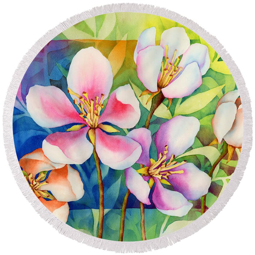 Flowers Round Beach Towel featuring the painting Spring Ballerinas by Hailey E Herrera