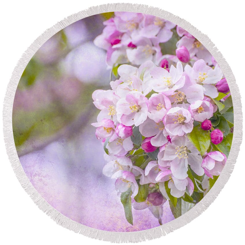 Pink Round Beach Towel featuring the photograph Spring Blossoms by Cathy Kovarik
