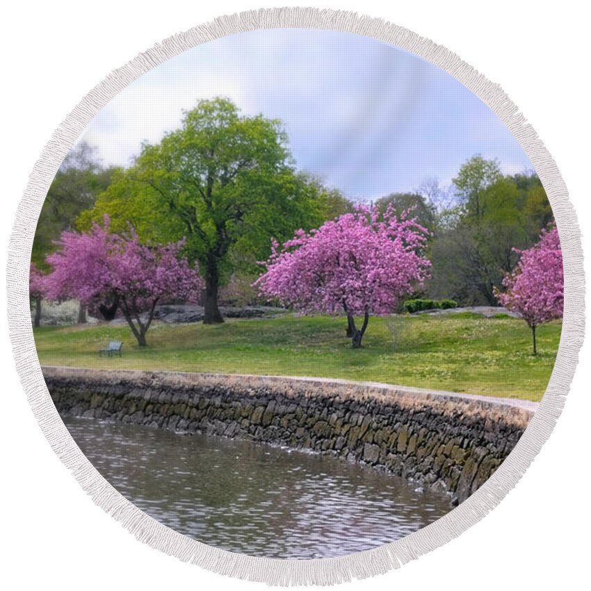 Landscape Round Beach Towel featuring the photograph Spring Cove by Diana Angstadt