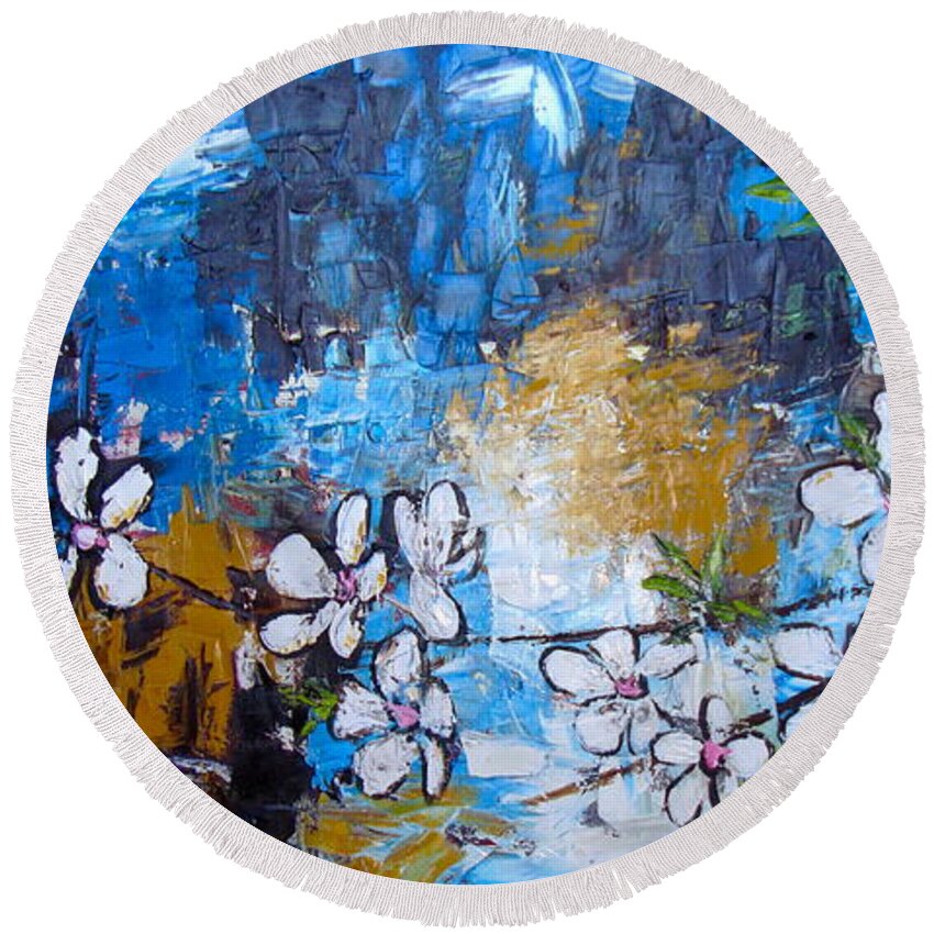 Spring Round Beach Towel featuring the painting Spring is in the air by Sunel De Lange