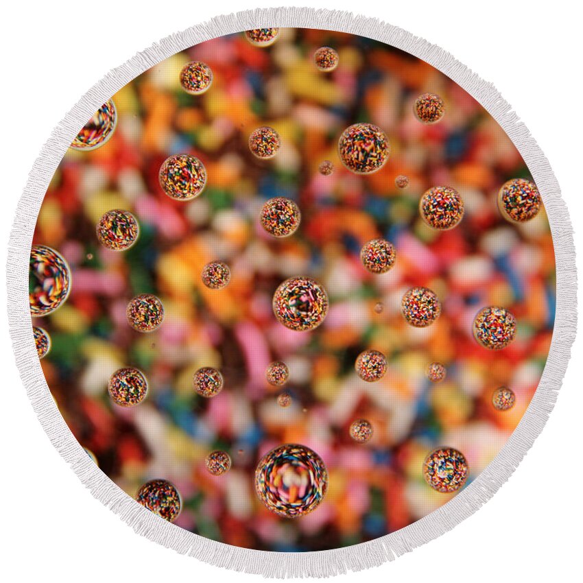 Rainbow Round Beach Towel featuring the photograph Sprinkles by Adrienne Franklin