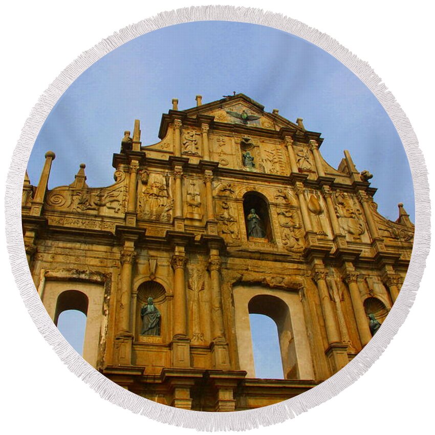 Saint Round Beach Towel featuring the photograph St. Paul Church in Macao by Amanda Mohler