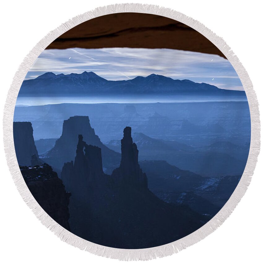 Utah Round Beach Towel featuring the photograph Starlit Mesa by Dustin LeFevre