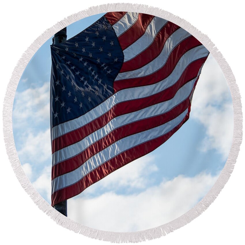 Flag Round Beach Towel featuring the photograph Stars and Stripes by Holden The Moment