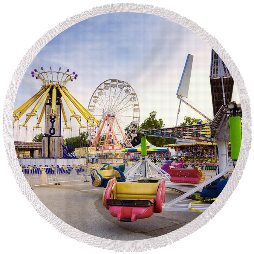 State Round Beach Towel featuring the photograph State fair by Alexey Stiop