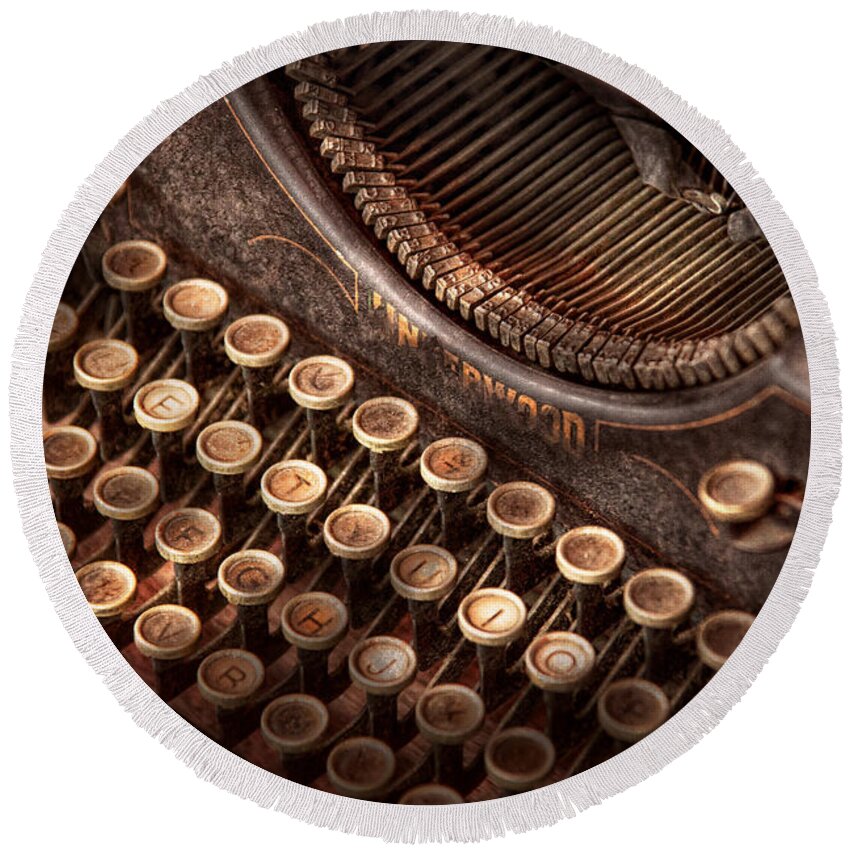 Steampunk - Typewriter - Too Tuckered To Type Round Beach Towel Steampunk - Typewriter - Too Tuckered To Type Round Beach Towel