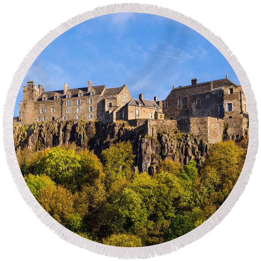 Blue Round Beach Towel featuring the photograph Stirling Castle by Mark Llewellyn
