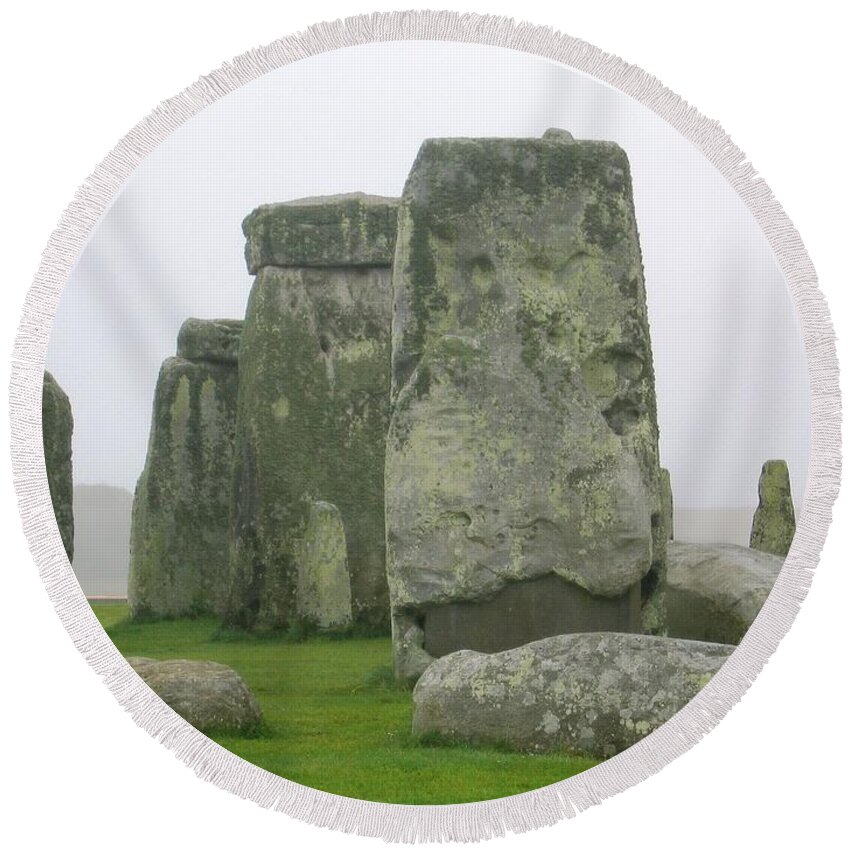 Stonehenge Round Beach Towel featuring the photograph Stonehenge Detail by Denise Railey