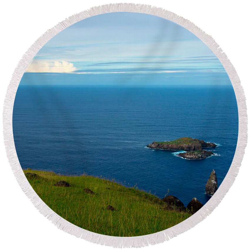 Easter Island Round Beach Towel featuring the photograph Storm on the Horizon by Kent Nancollas