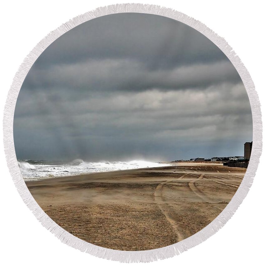 Sea Round Beach Towel featuring the photograph Stormy Surf - Bethany Beach - Delaware by Kim Bemis