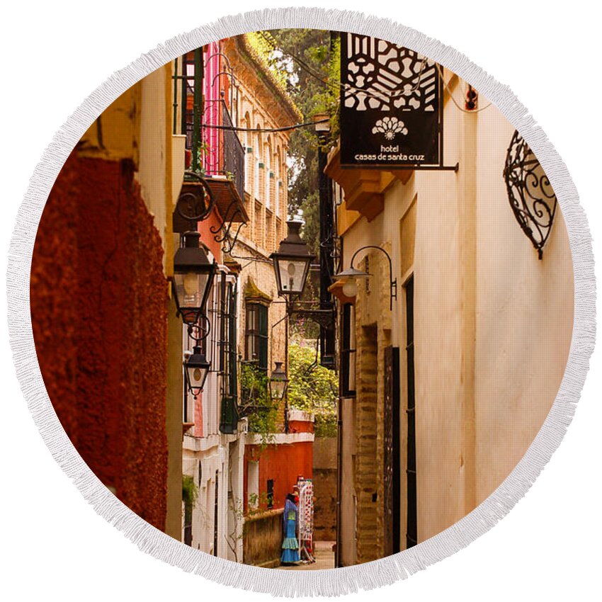 Seville Round Beach Towel featuring the photograph Streets of Seville #10 by AM FineArtPrints