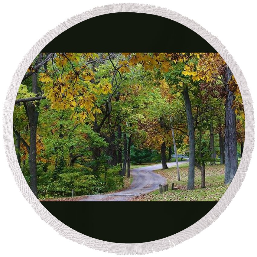 Woodland Round Beach Towel featuring the photograph Stroll through the Park by Bruce Bley