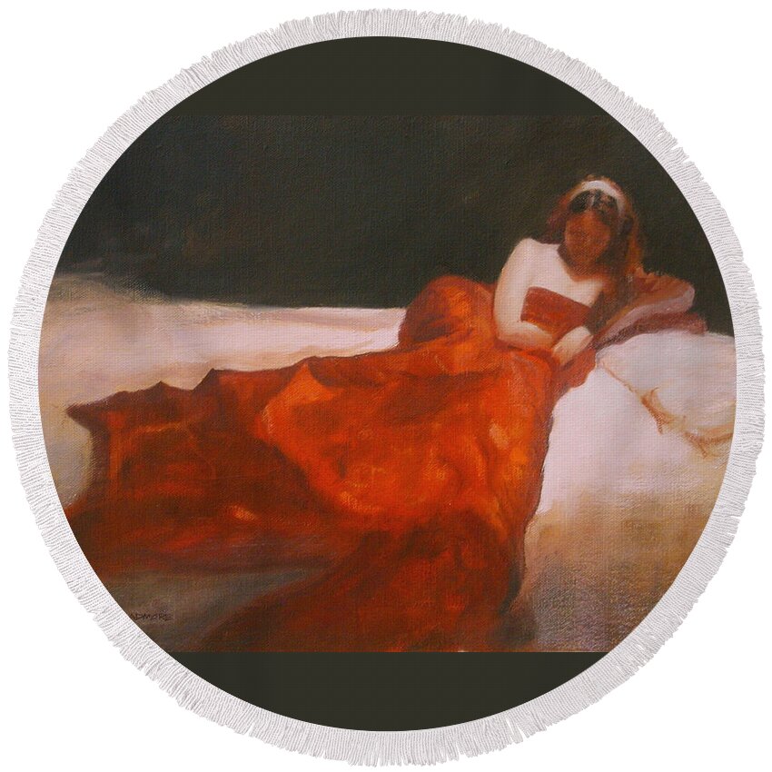 Sensuous Round Beach Towel featuring the painting Study for Repose by David Ladmore