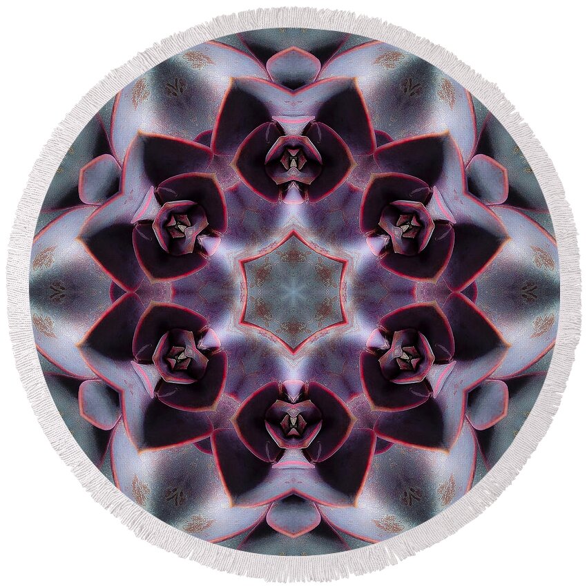  Round Beach Towel featuring the photograph Succulent Mandala1 by Lee Santa