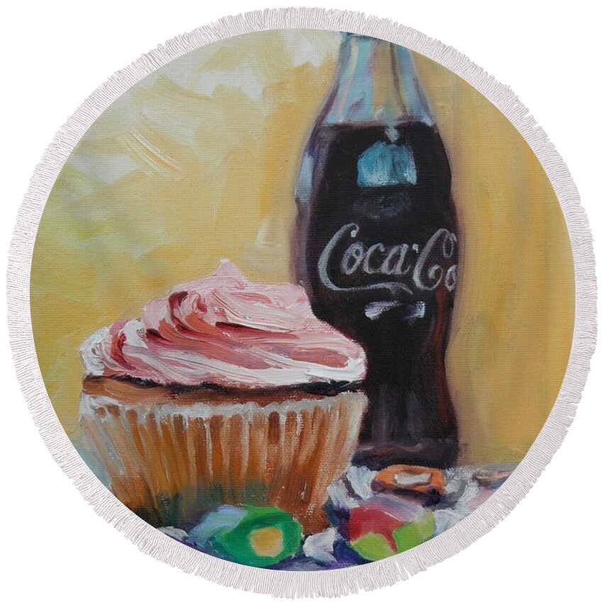 Coke Round Beach Towel featuring the painting Sugar Overload by Donna Tuten