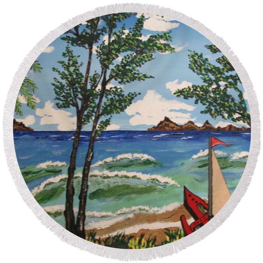 Summer Round Beach Towel featuring the painting Summer Breeze by Jeffrey Koss