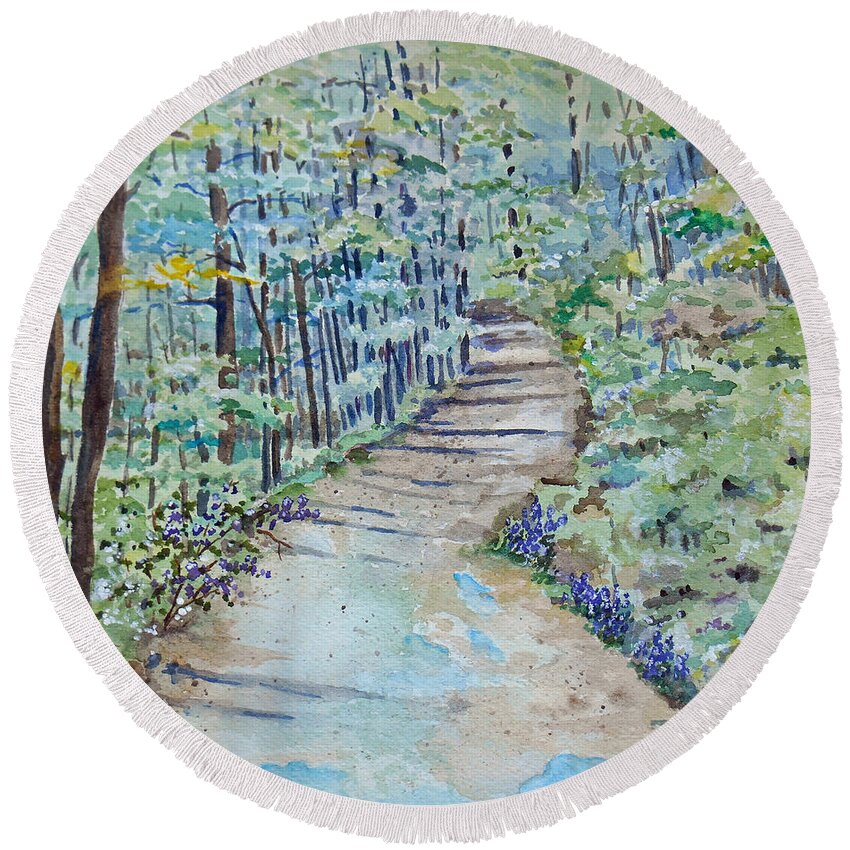 Summer Round Beach Towel featuring the painting Summer by Christine Lathrop