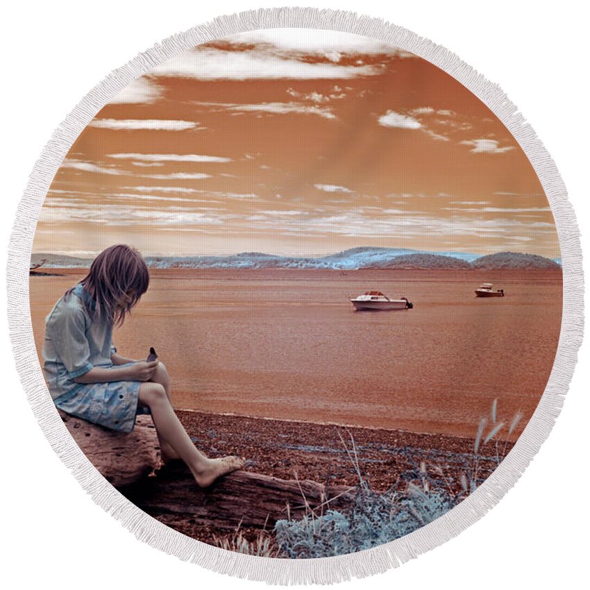 Infrared Round Beach Towel featuring the photograph Summer Days by Rebecca Parker