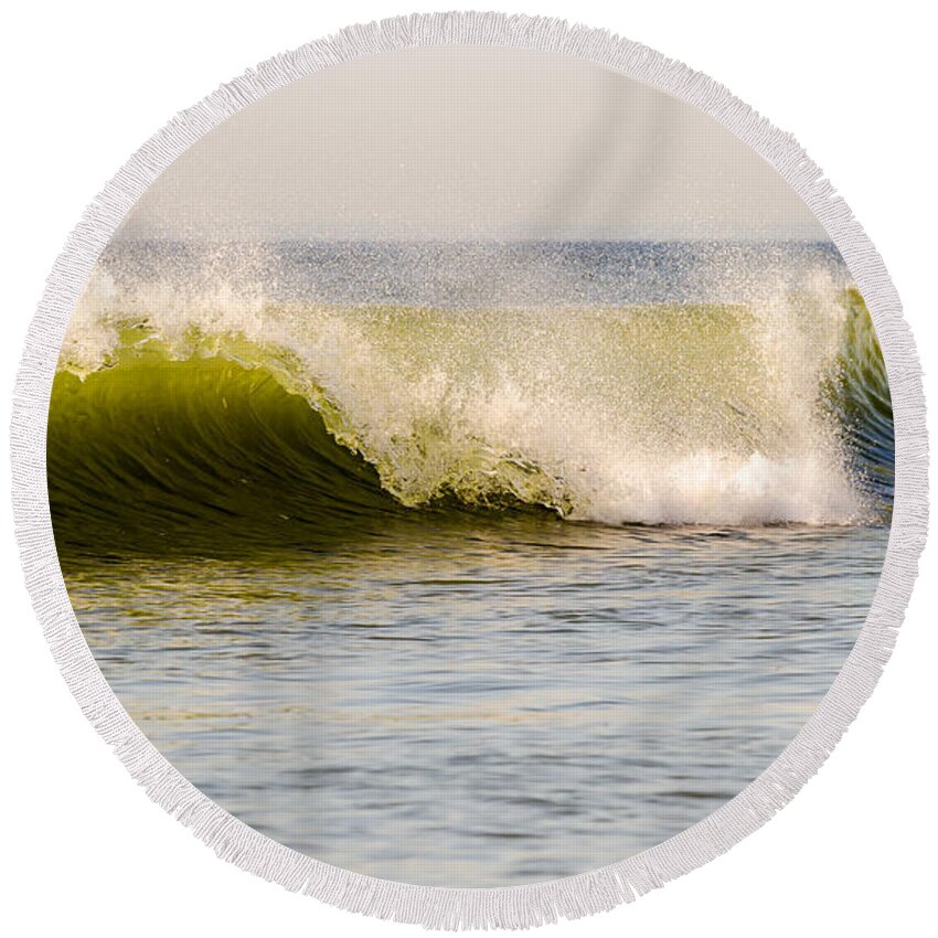 Sea Round Beach Towel featuring the photograph Summer Green Room Breaking by Maureen E Ritter