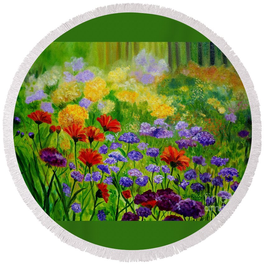 Flowers Round Beach Towel featuring the painting Summer Show by Julie Brugh Riffey