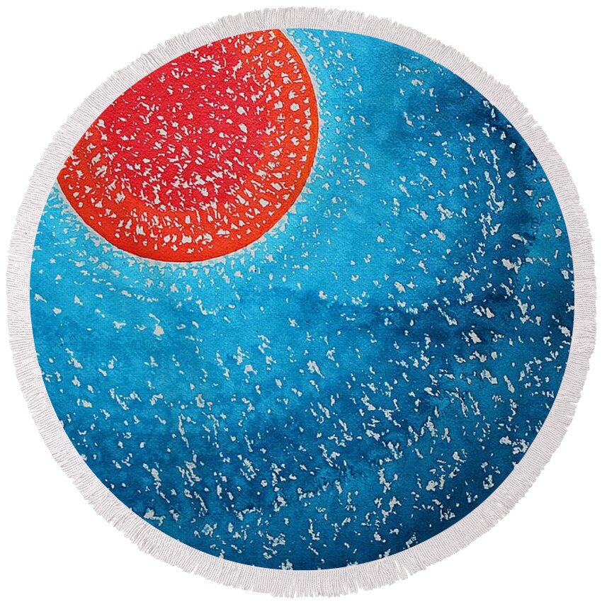 Summer Round Beach Towel featuring the painting Summer Sun original painting by Sol Luckman