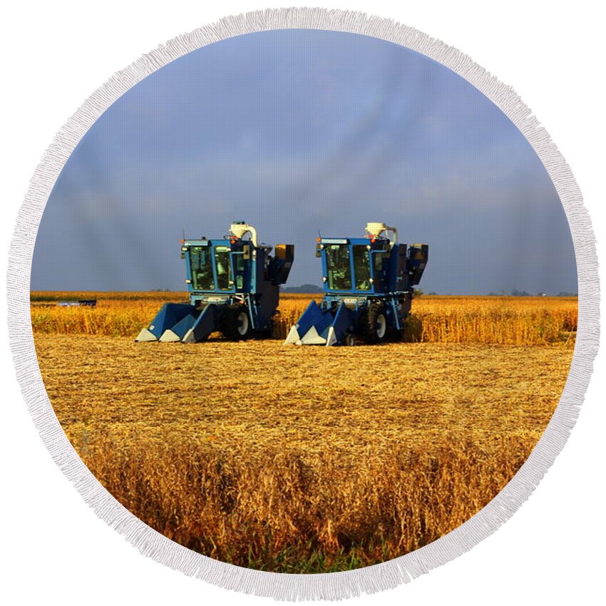 Tractors Round Beach Towel featuring the photograph Sunday Morning by Viviana Nadowski