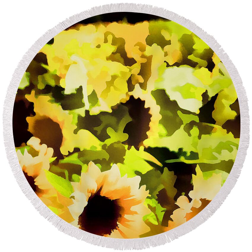 Floral Round Beach Towel featuring the photograph Sunflower 34 by Pamela Cooper