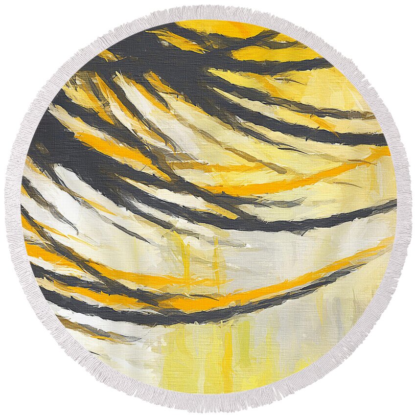  Round Beach Towel featuring the painting Sunny Field by Lourry Legarde