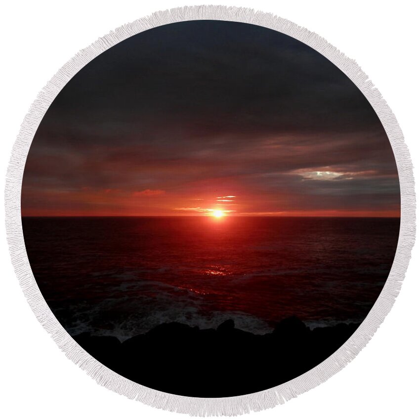 Sunrise Round Beach Towel featuring the photograph Sunrise At Cape Spear by Zinvolle Art