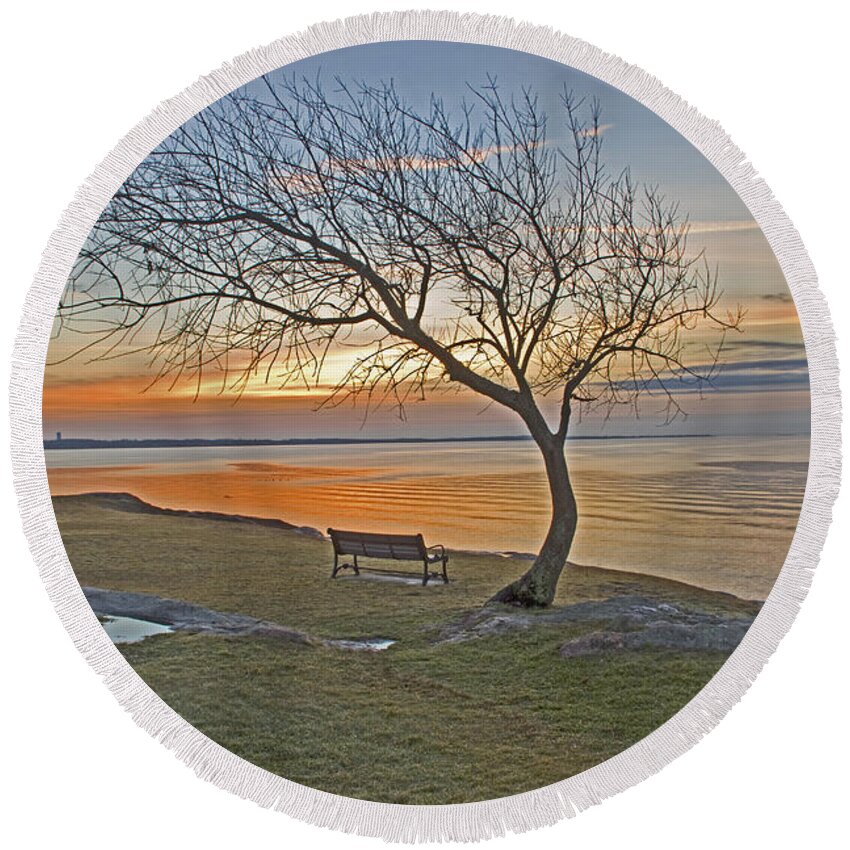 Fort Phoenix Round Beach Towel featuring the photograph Sunrise at Fort Phoenix by Nautical Chartworks