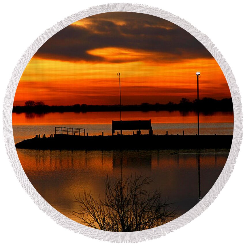 Landscape Round Beach Towel featuring the photograph Sunrise at Jackson by Steven Reed