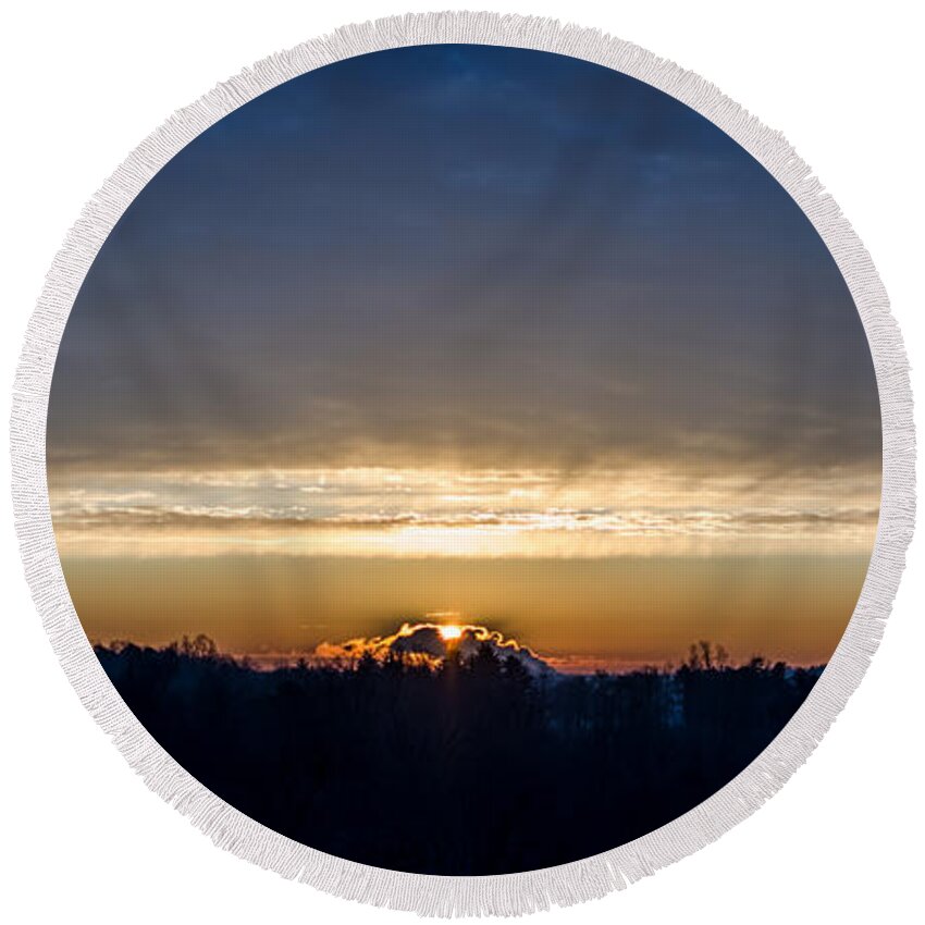 Sunrise Round Beach Towel featuring the photograph Sunrise by Holden The Moment