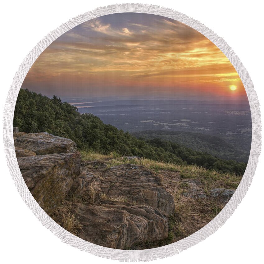 Mt. Nebo Round Beach Towel featuring the photograph Sunrise Point from Mt. Nebo - Arkansas by Jason Politte