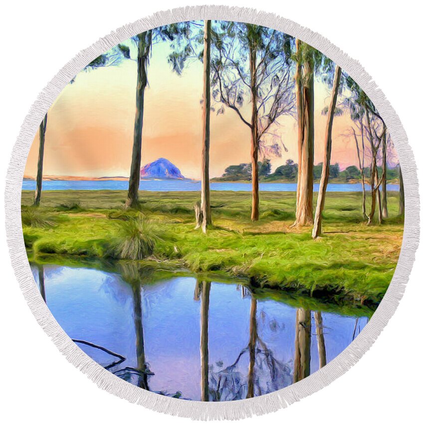 Sweet Springs Round Beach Towel featuring the painting Sunset at Sweet Springs by Dominic Piperata