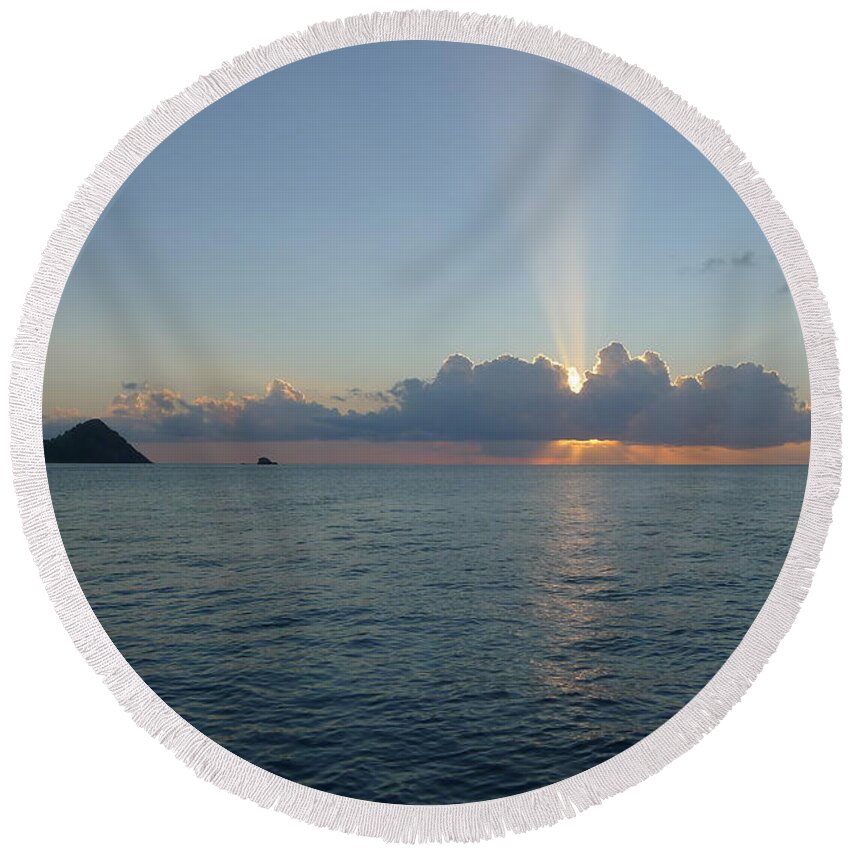  Round Beach Towel featuring the photograph Sunset Cruise - St. Lucia 2 by Nora Boghossian