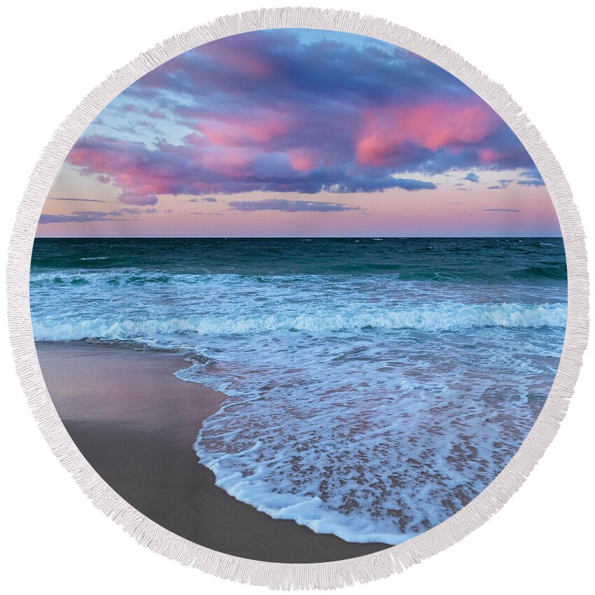 Beach Round Beach Towel featuring the photograph Sunset East Square by Bill Wakeley