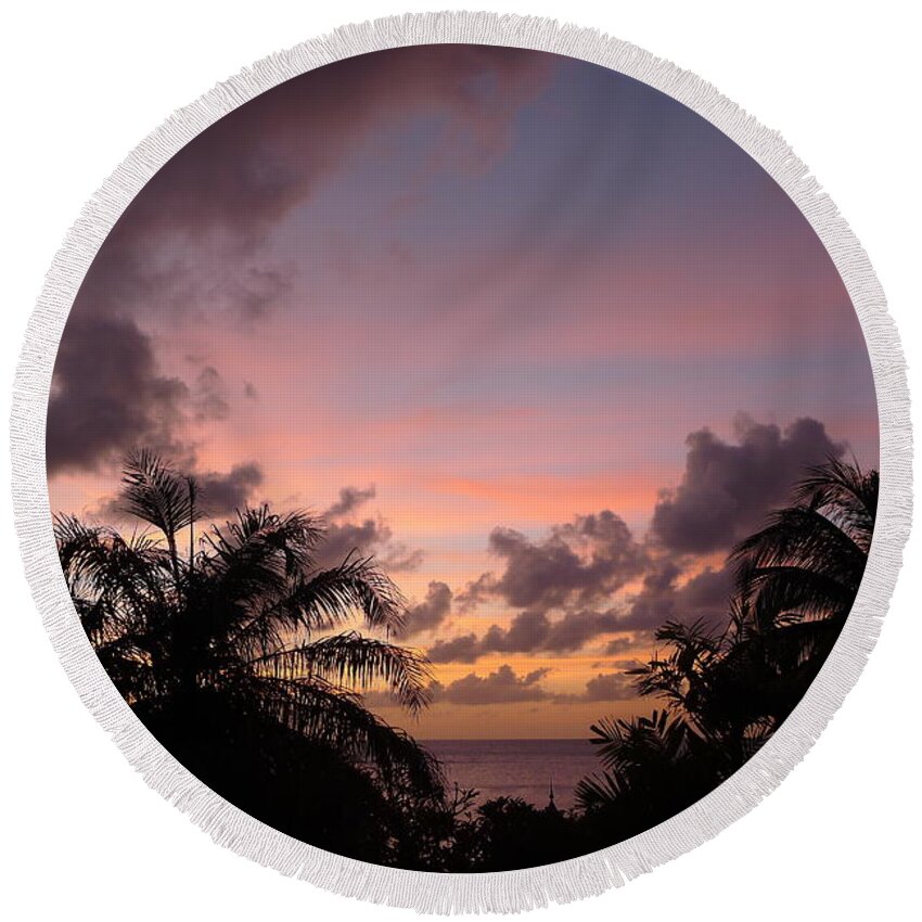 Round Beach Towel featuring the photograph Sunset from Terrace 3 St. Lucia by Nora Boghossian