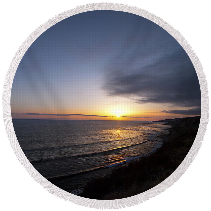 San Pedro Round Beach Towel featuring the photograph Sunset From The Coastal Trails by Joe Schofield