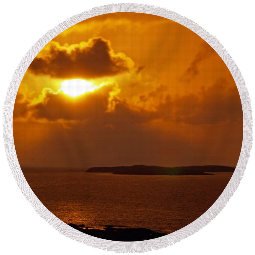 Fine Art Photography Round Beach Towel featuring the photograph Sunset from the Dolphin Watch Cottage by Patricia Griffin Brett