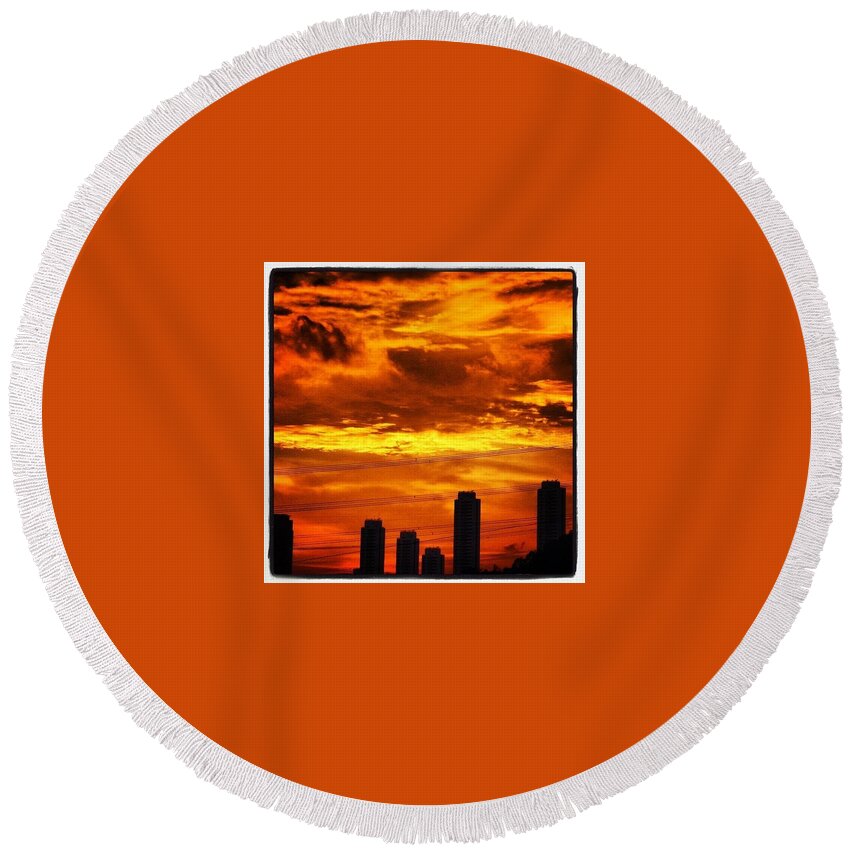  Round Beach Towel featuring the photograph Sunset Last Wednesday by Lorelle Phoenix