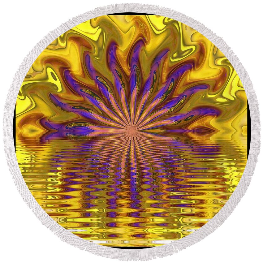 Sunset Of Sorts Round Beach Towel featuring the digital art Sunset of Sorts by Elizabeth McTaggart