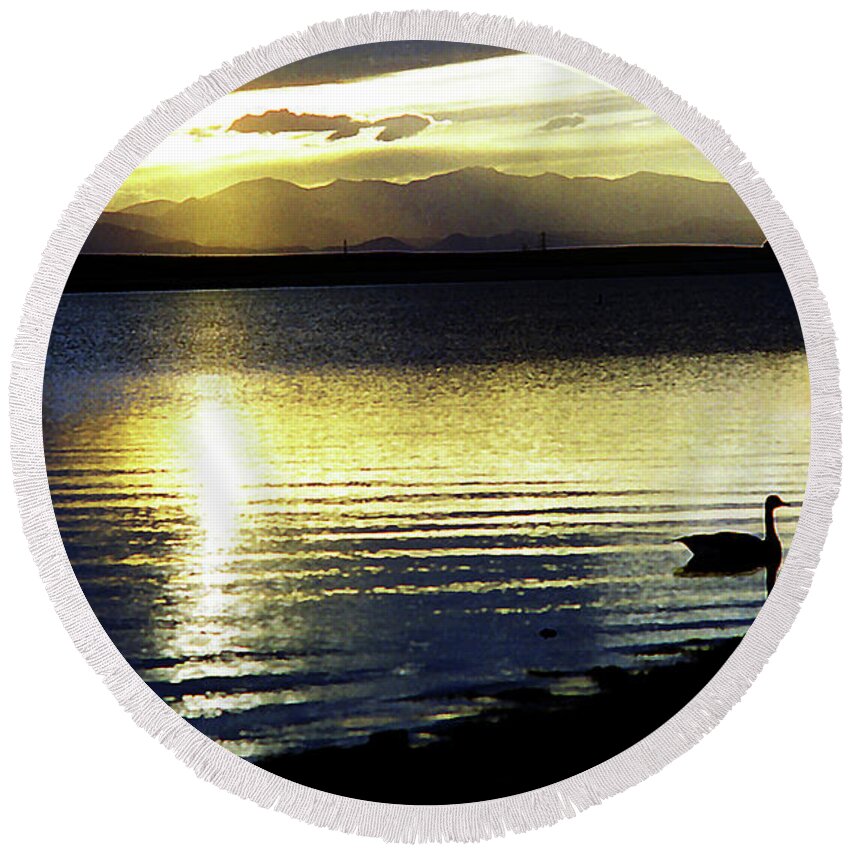 Sunset Round Beach Towel featuring the photograph Sunset Over Aurora by Ric Bascobert
