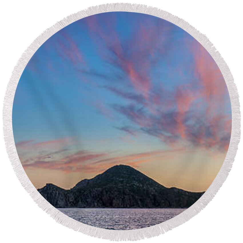 Los Cabos Round Beach Towel featuring the photograph Sunset Over Cabo by Sebastian Musial